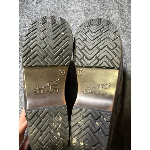 Dansko Pavan Women's Clogs 37/6.5 Black Brown Leather Round Toe Comfort Shoes - Picture 5 of 5